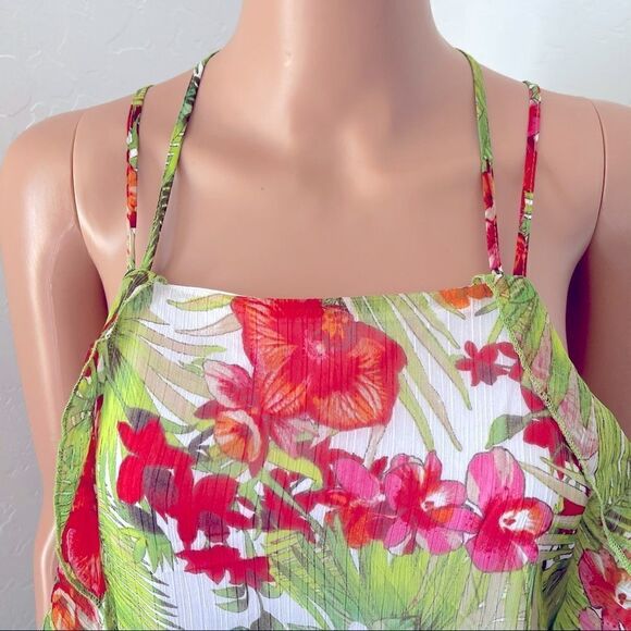 GB Tropical Print Sheer Crisscross Back Maxi Dress - Picture 7 of 14
